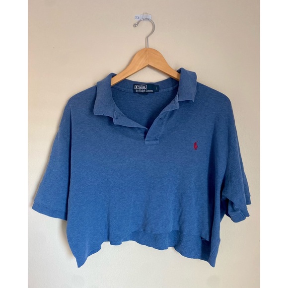 Ralph Lauren Cropped Blue Polo - Picture 1 of 3